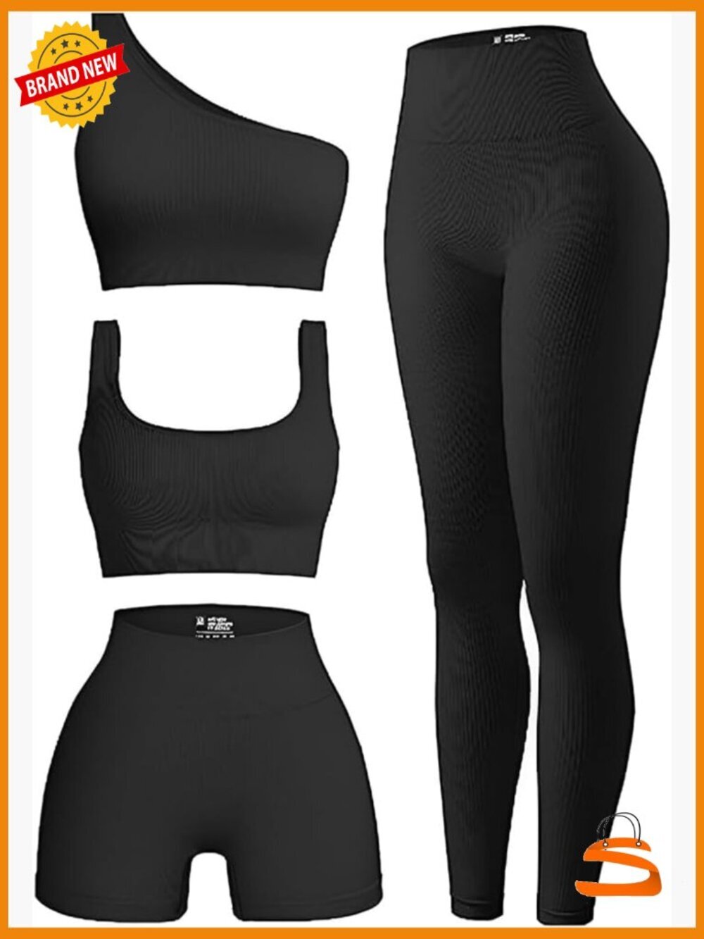 4 Piece Workout Set with Padded Bra Leggings Shorts Athletic Yoga Set